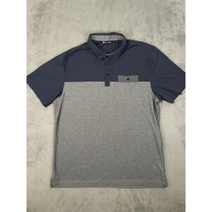 Travis Mathew Polo Shirt Mens XXL Blue Gray Performance Golf Athletic Casual